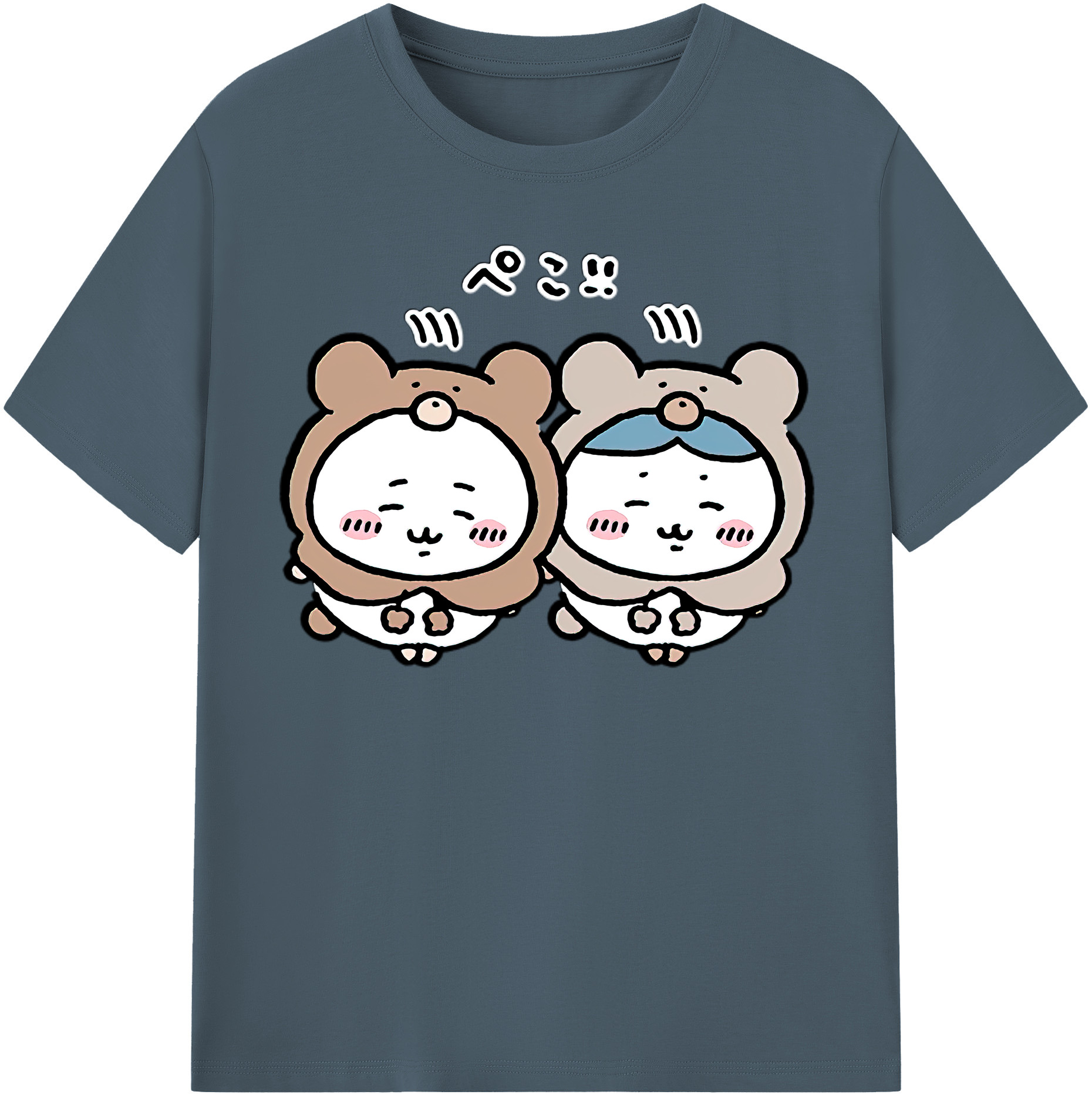 （画像用） ちいかわ ハチワレ Chii-kawa hachiware 綿100％半袖Tシャツ（フロントプリント）